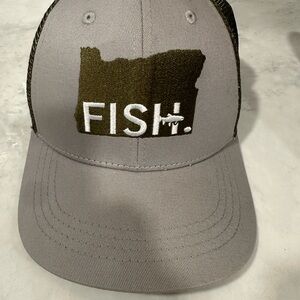 Gray and Green Oregon Fish Logo Cap